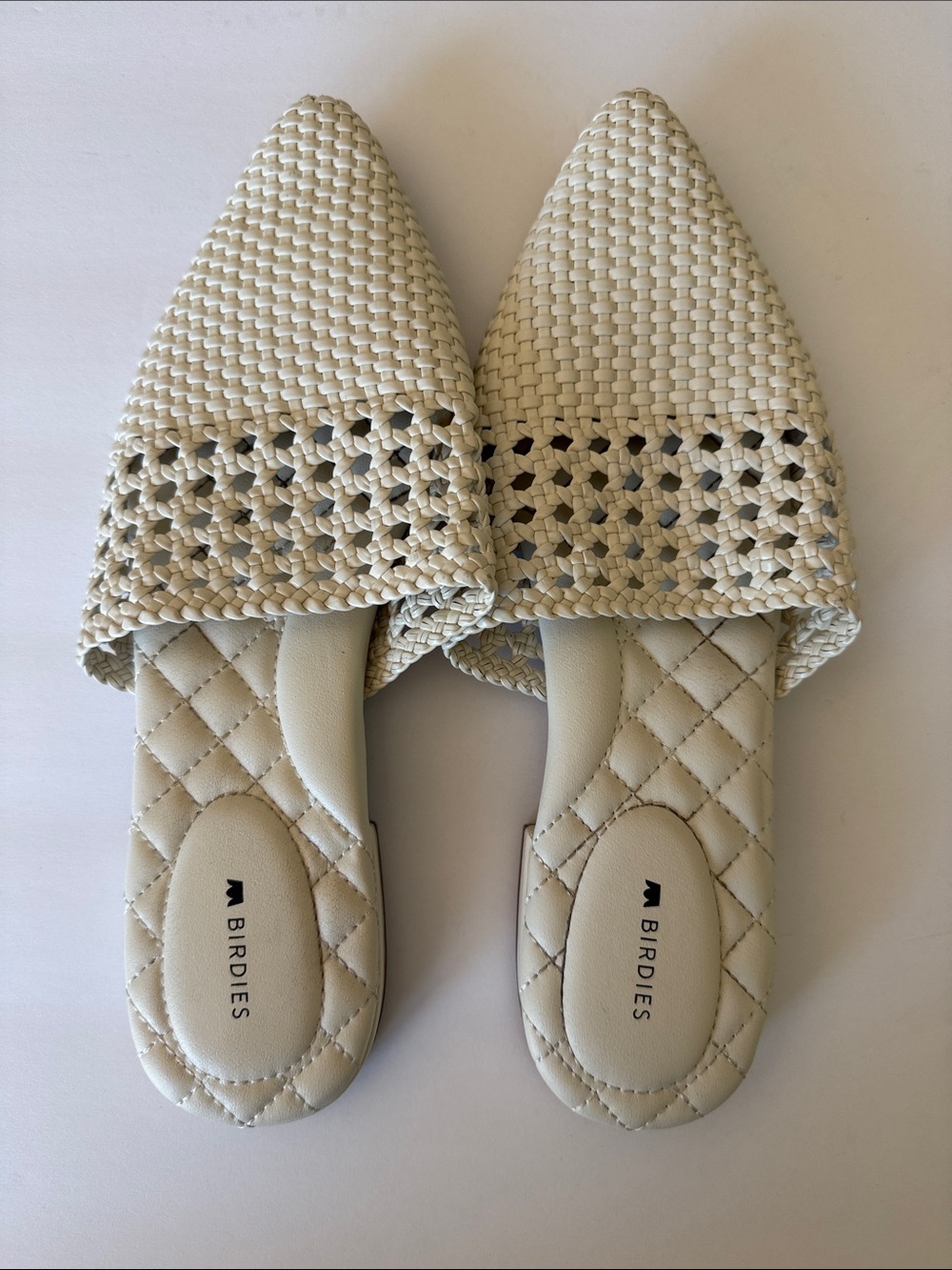 Birdies the Dove Cream Woven Pointed Mules women’s sz 9